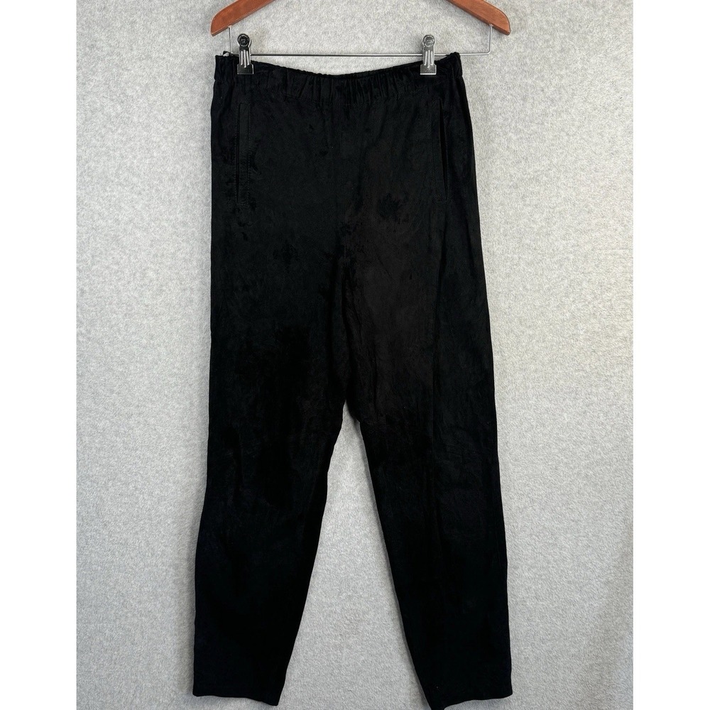 Jarrod's Suede Leather Pants Size 4 Black‎ High Rise Tapered Leg VTG Hong Kong